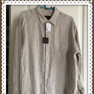 Jos. A. Bank Reserve 1905 brown 100% linen long sleeve point shirt L